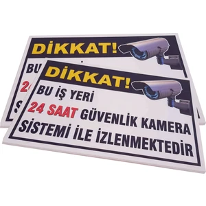 Umut Reklam Bu Iş Yeri 24 Saat Kamera İle İzlenmektedir Uyarı Levhası 30X20 Beyaz (3mm Dekote)