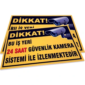 Umut Reklam Bu Iş Yeri 24 Saat Kamera İle İzlenmektedir Uyarı Levhası 50X30 Sarı Zemin (3mm Dekote)
