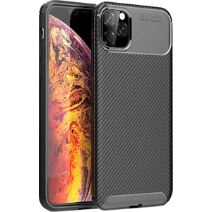 Case 4U Apple iPhone 11 Pro Max Kılıf Rugged Armor Karbon Desenli Lüx Negro Silikon Arka Kapak Siyah