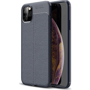 Case 4U Apple iPhone 11 Pro Uyumlu Kılıf Darbeye Dayanlıklı Deri Görünümlü Niss Silikon Arka Kapak Lacivert