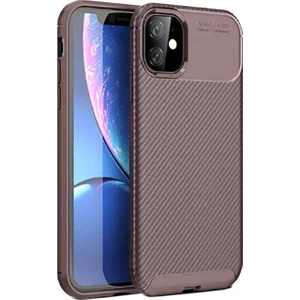 Case 4U Apple iPhone 11 Kılıf Rugged Armor Karbon Desenli Lüx Negro Silikon Arka Kapak Kahverengi