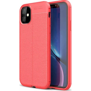 Case 4U Apple iPhone 11 Uyumlu Kılıf Darbeye Dayanlıklı Deri Görünümlü Niss Silikon Arka Kapak Kırmızı
