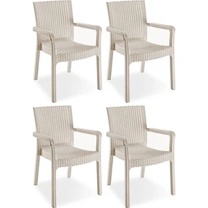 Rattan Koltuk Rattan Bahçe Balkon Sandalyesi Kapuçino (4 Adet)