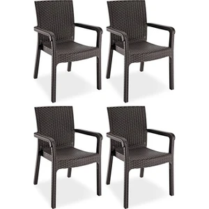 Rattan Koltuk Rattan Bahçe Balkon Sandalyesi Kahverengi (4 Adet)