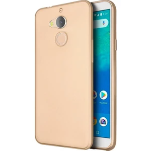 General Mobile GM 8 Kılıf Premium Mat Silikon Kılıf + Esnek Nano Cam Altın