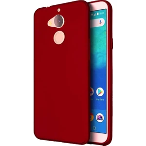 General Mobile GM 8 Kılıf Premium Mat Silikon Kılıf + Temperli Cam Kırmızı
