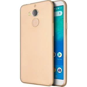 General Mobile GM 8 Kılıf Premium Mat Silikon Kılıf + Temperli Cam Altın