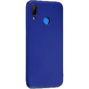 Huawei P20 Lite Kılıf Premier Mat Silikon Kılıf Slim Fit + Temperli Cam Lacivert