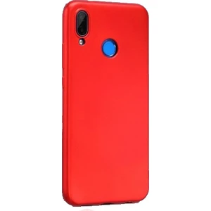 Huawei P20 Lite Kılıf Premier Mat Silikon Kılıf Slim Fit + Temperli Cam Kırmızı
