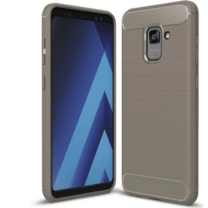 Samsung Galaxy A8 2018 Kılıf Karbon Fiber Room Silikon Kapak Kılıf + Cam Gri