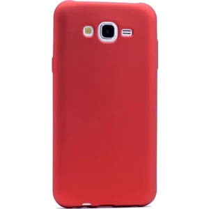 Samsung Galaxy J7 Core Kılıf Mat Silikon Kılıf Slim Fit Simple Case + Koruyucu Cam Kırmızı