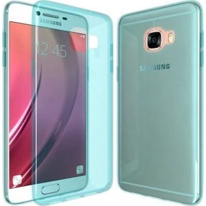 Samsung Galaxy J7 Prime İnce Şeffaf Silikon Kılıf + Koruyucu Cam Mavi