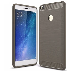 Xiaomi Mi Max 2 Rugged Armor Kılıf Karbon Fiber Room Silikon Kapak Kılıf Gri