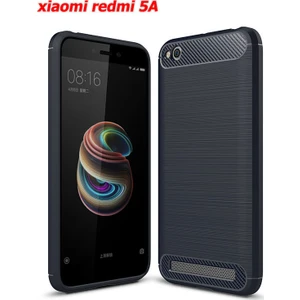 Xiaomi Redmi 5A Kılıf Karbon Fiber Room Silikon Kapak Kılıf + Nano Cam Lacivert