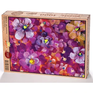 King Of Puzzle Mor Menekşeler (Sürpriz Parçalı) Ahşap Puzzle 1000 Parça (BC09-M)