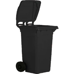 Çöp Kovası Bahçe Çöp Konteyneri 240 lt Siyah