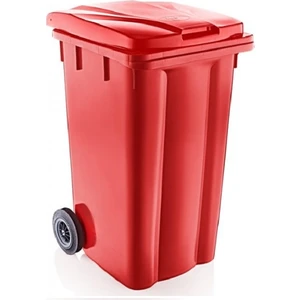 Çöp Kovası Bahçe Çöp Konteyneri 240 lt Kırmızı