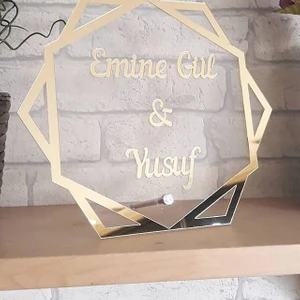 Nilda Bebek Pleksi Isimlik Masa Üstü Isim Ayna Isimlik Söz Nişan Masaüstü
