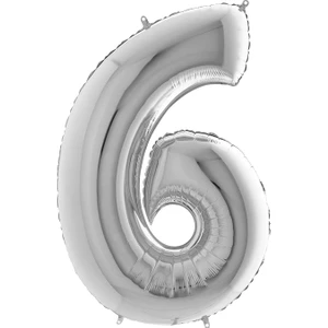 Cakes & Party 6 Rakamı Gümüş Rengi Folyo Balon 40 Inc 100 cm