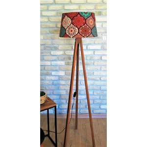 Damla Desen Kiremit Renk, Masif Ayaklı Tripod Lambader