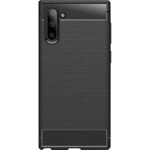 Samsung Galaxy Note 10 Brushed Carbon Fiber Silikon Kılıf - Siyah