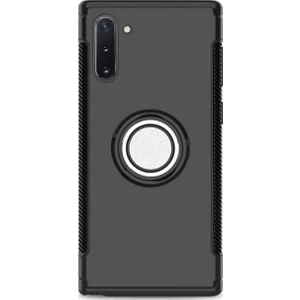 Samsung Galaxy Note 10 Yüzük Standlı Armor Silikon Kılıf - Siyah