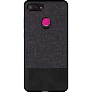 Xiaomi Mi 8 Lite Fabrik Serisi Kumaş ve Deri Desen Kılıf - Siyah