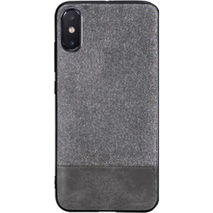 Xiaomi Mi 8 Pro Fabrik Serisi Kumaş ve Deri Desen Kılıf - Gri