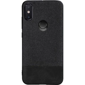 Xiaomi Redmi Note 6 Pro Fabrik Serisi Kumaş ve Deri Desen Kılıf - Siyah