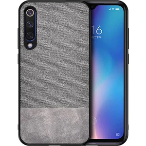 Xiaomi Mi 9 SE Fabrik Serisi Kumaş ve Deri Desen Kılıf - Gri