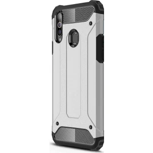 Samsung Galaxy A20s Kılıf Rugged Armor Gümüş