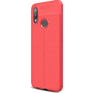 Samsung Galaxy A10s Kılıf Deri Dokulu Silikon Kırmızı