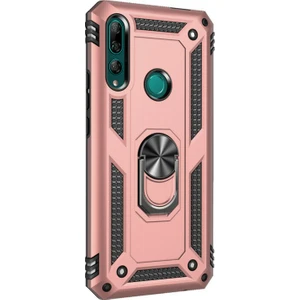 Huawei Y9 Prime 2019 Kılıf Military Ring Holder Rose Gold