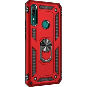 Huawei P Smart Z Kılıf Military Ring Holder Kırmızı