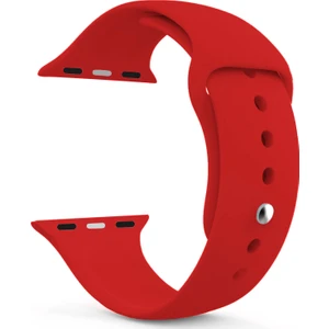 Apple Watch Uyumlu Series 5 44 mm Silikon Kordon Kırmızı