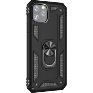 Apple iPhone 11 Pro Max Kılıf Military Ring Holder Siyah