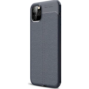 Apple iPhone 11 Pro Max Kılıf Deri Dokulu Silikon Lacivert