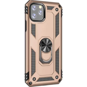 Apple iPhone 11 Pro Kılıf Military Ring Holder Gold