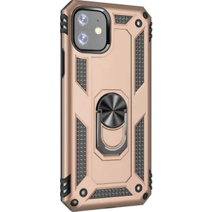 Apple iPhone 11 Kılıf Military Ring Holder Gold
