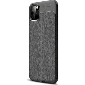 Apple iPhone 11 Kılıf Deri Dokulu Silikon Siyah