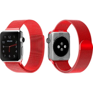 Case 4U Apple Watch Seri 7/6/SE/5/4 Metal Kayış Milano Loop 45mm 44mm 42mm Uyumlu Kırmızı