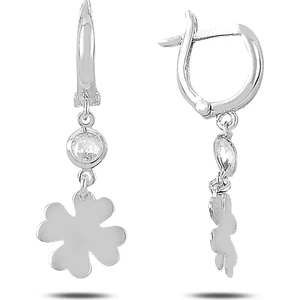 Rams Gümüş Kristal Zirkon Yonca Sallantılı Küpe
