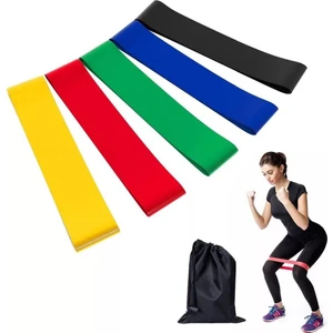 Aerobik Band Latex Aerobik Bandı Pilates Yoga Lastiği 5'li Set