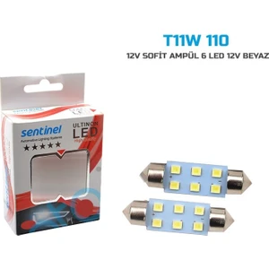 Sofit Ampul 12 Volt 6 Ledli Beyaz Takım 2'li Paket