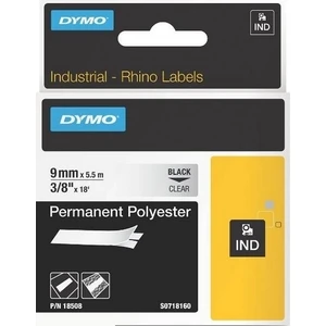 18508 Rhinopro Sabit Polyester Şerit (9Mmx5,5 Mt) Şeffaf/Siyah