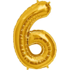 Cakes & Party 6 Rakamı Altın (Gold) Rengi Folyo Balon 40 Inc 100 cm