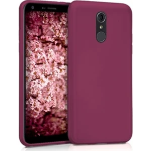 Tekno Grup LG Q7 Mat Peremium Silikon Kılıf - Bordo + Cam Ekran Koruyucu