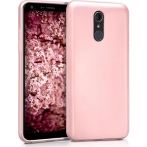 Tekno Grup LG Q7 Mat Peremium Silikon Kılıf - Rose + Cam Ekran Koruyucu