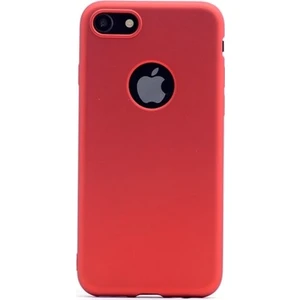 Tekno Grup Apple iPhone 8 Kılıf Ultra İnce Mat Silikon - Kırmızı + Tam Kaplayan 6D Nano Ekran Koruyucu
