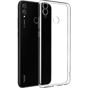 Tekno Grup Honor 8C Silikon Kılıf Şeffaf + Cam Ekran Koruyucu Şeffaf